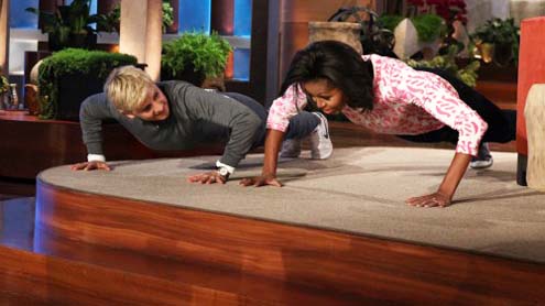 Michelle Obama Wins Pushup Ellen